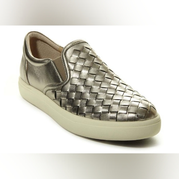 Vaneli Okba slip on silver leather weave sneakers sz 10 SH42 - Picture 2 of 6
